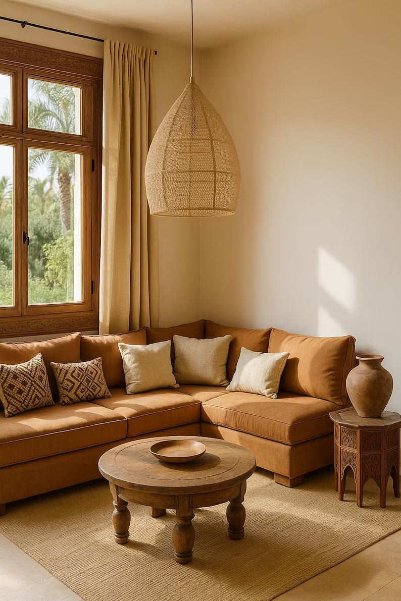 Handmade braided rope drop-shaped pendant light