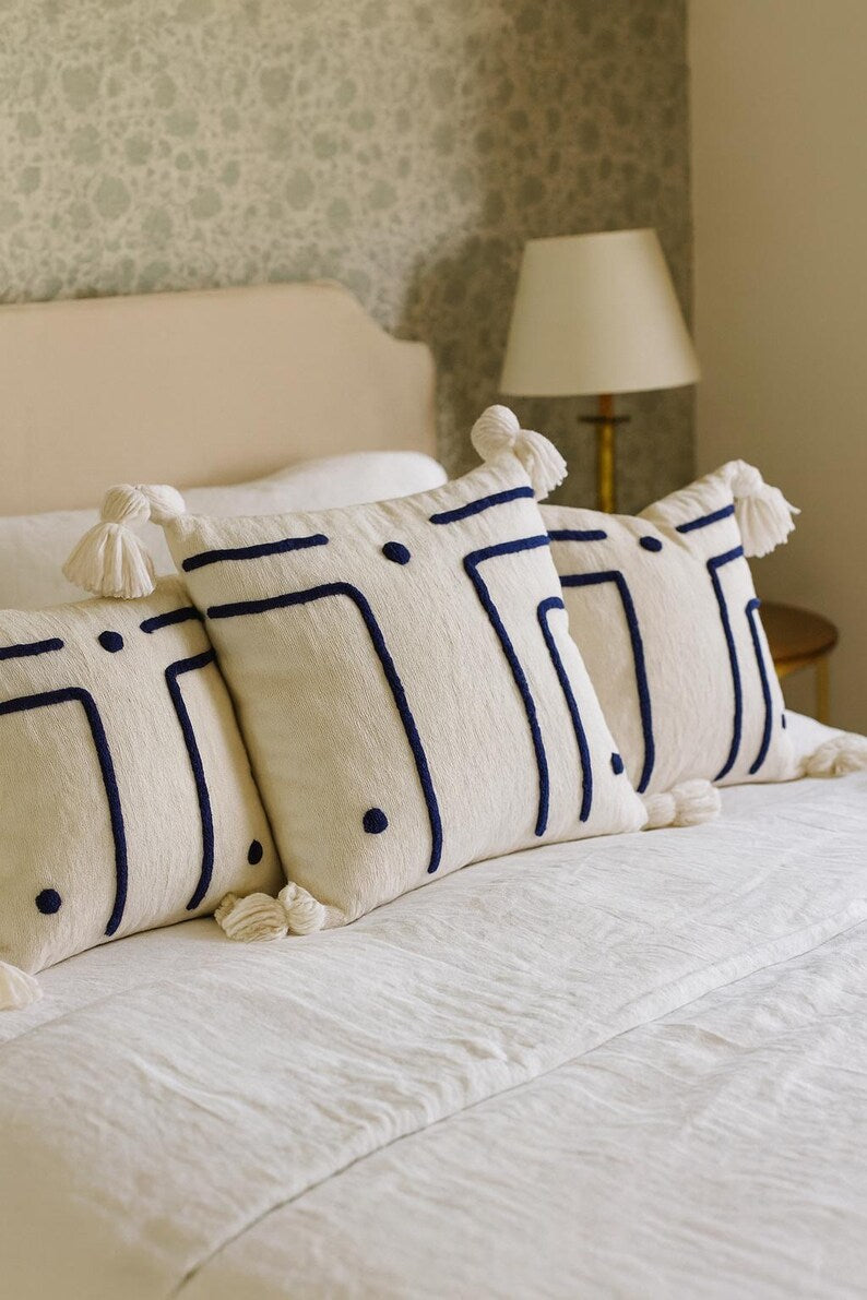 Hand-embroidered Moroccan cushion